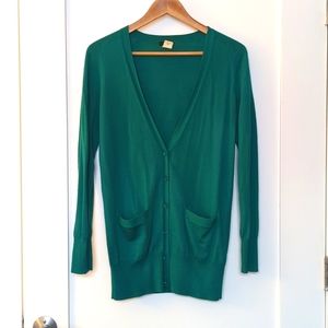 💚JCrew wool cardigan -rich green